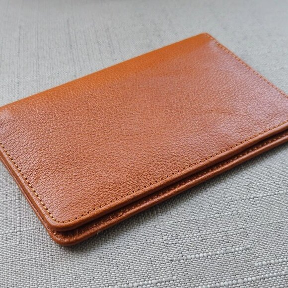 Genuine Leather Passport Holder Handmade Wallet Bifold Mustard Yellow Cardholder - Picture 7 of 12